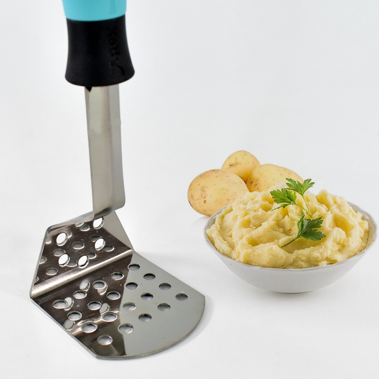 Apex L-Handle Stainless Steel Potato Masher Ergonomic Grip (1 Pc) Apex L-Handle Stainless Steel Potato Masher Ergonomic Grip (1 Pc)